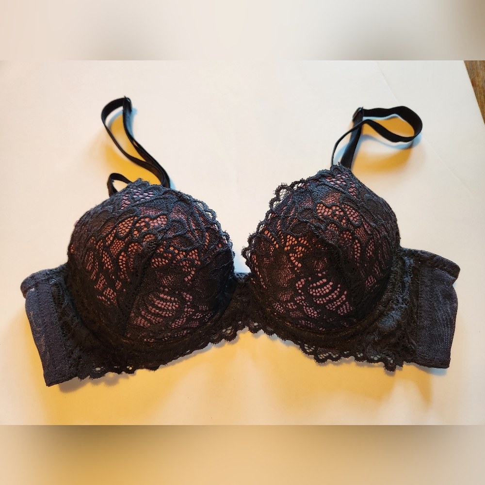 The Little Bra Company Arielle Black Lace Push-Up Bra 36A Small Packages